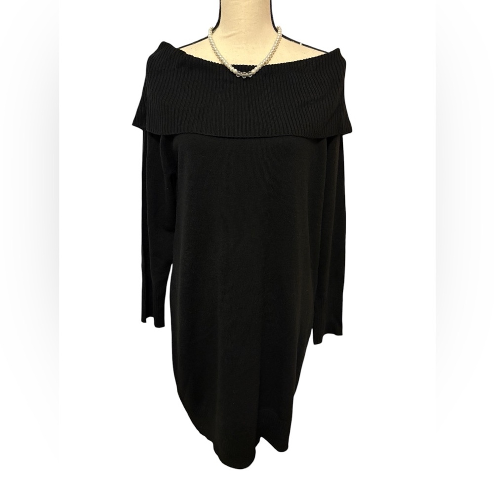 New York & co SoHo St Elegant Black Off-Shoulder Sweater